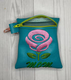 ITH Digital Embroidery Pattern for Mom Rose Cash Card Tall 4.5 X 5 Zipper Pouch, 5X7 Hoop