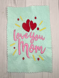 ITH Digital Embroidery Pattern for Love You Mom Stand Alone 5X7 Design, 5X7 Hoop