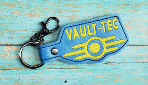 ITH Digital Embroidery Pattern for Vault-Tec Snap Tab / Key Chain, 4X4 Hoop