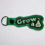 ITH Digital Embroidery Pattern for Grow A Pear Snap Tab / Key Chain, 4X4 Hoop