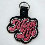 ITH Digital Embroidery Pattern for Mom Life Snap Tab / Key Chain, 4X4 Hoop