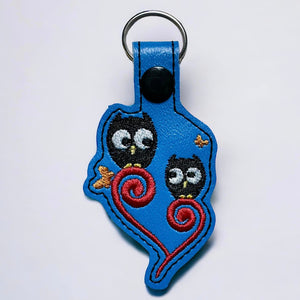 ITH Digital Embroidery Pattern for Mama Owl with Baby Snap Tab / Key Chain, 4X4 Hoop