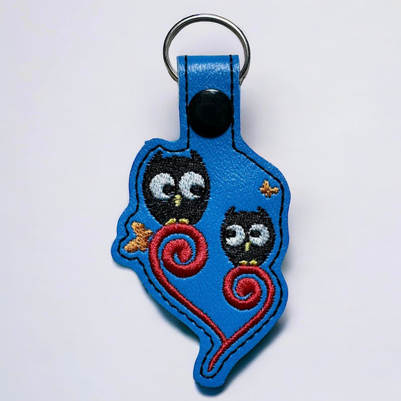 ITH Digital Embroidery Pattern for Mama Owl with Baby Snap Tab / Key Chain, 4X4 Hoop