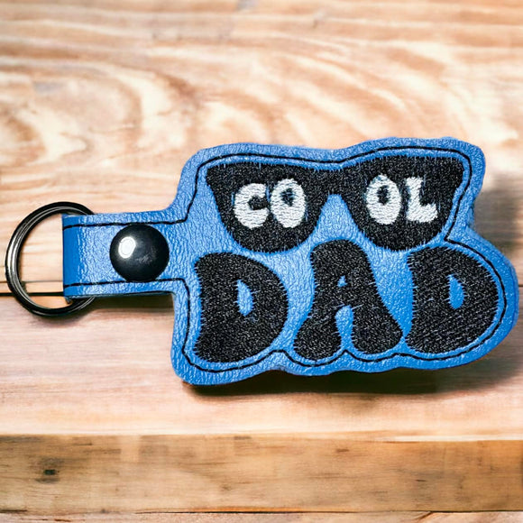 ITH Digital Embroidery Pattern for Cool Dad Snap Tab / Key Chain, 4X4 Hoop
