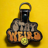 ITH Digital Embroidery Pattern for Stay Weird Snap Tab / Key Chain, 4X4 Hoop