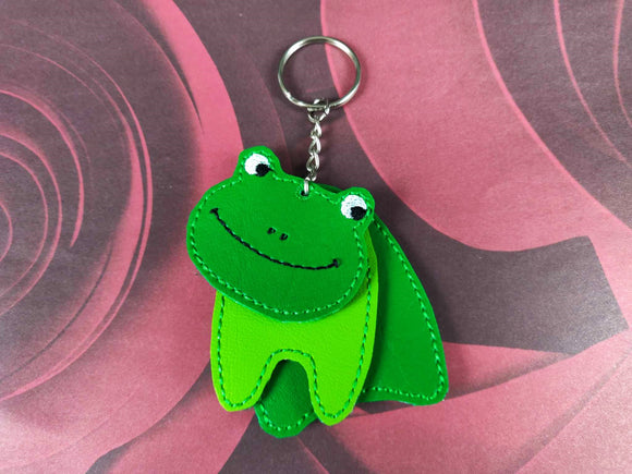 ITH Digital Embroidery Pattern for 3 Part Frog Key Chain, 4X4 or 5X7 Hoop