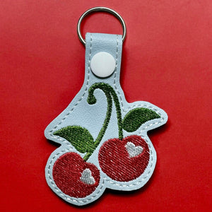 ITH Embroidery Pattern For 2 Cherry Love Snap Tab / Key Chain, 4X4 Hoop