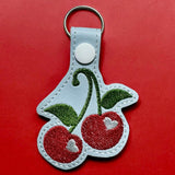 ITH Embroidery Pattern For 2 Cherry Love Snap Tab / Key Chain, 4X4 Hoop