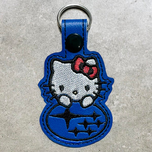 ITH Digital Embroidery Pattern for Hi Kitty Subi Snap Tab / Key Chain, 4X4 Hoop