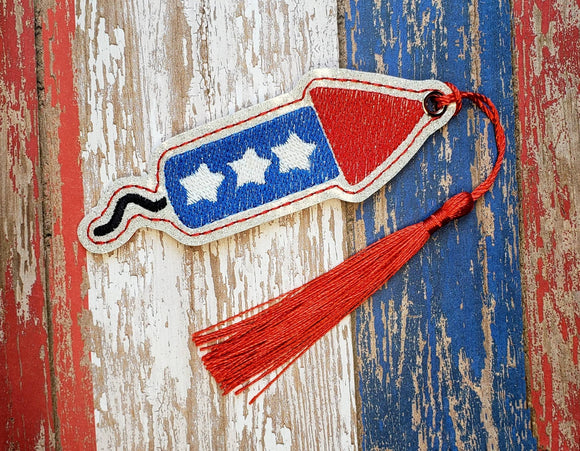 ITH Digital Embroidery Pattern for 4th July Rocket 2 Bookmark, 4X4 Hoop