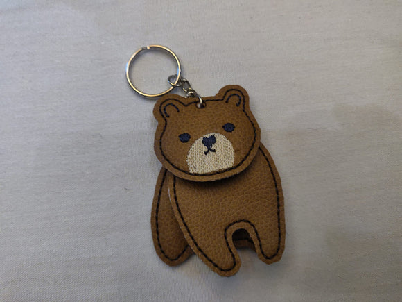 ITH Digital Embroidery Pattern for 3 part Bear Key Chain, 4X4 & 5X7 Hoop