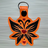 ITH Digital Embroidery Pattern for Butterfly Heart 3 Snap Tab / Keychain, 4X4 Hoop