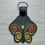 ITH Digital Embroidery Pattern for Groovy Butterfly Snap Tab / Keychain, 4X4 Hoop