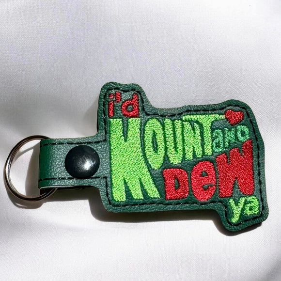 ITH Digital Embroidery Pattern for Mount and Dew Ya Snap Tab / Keychain, 4X4 Hoop