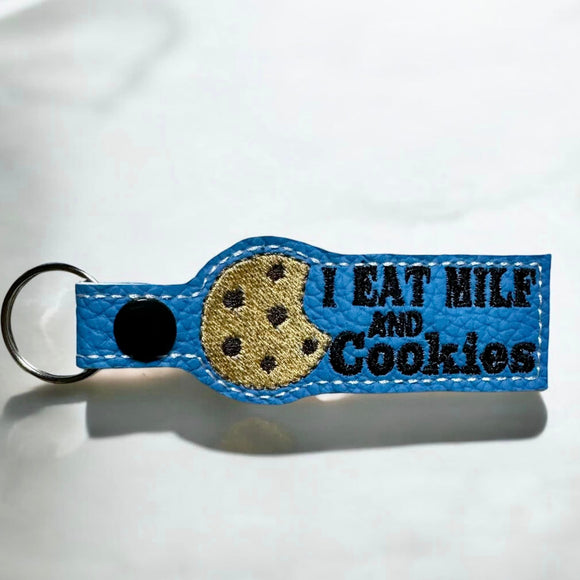 ITH Digital Embroidery Pattern for Eat MILF & Cookies Snap Tab / Keychain, 4X4 Hoop