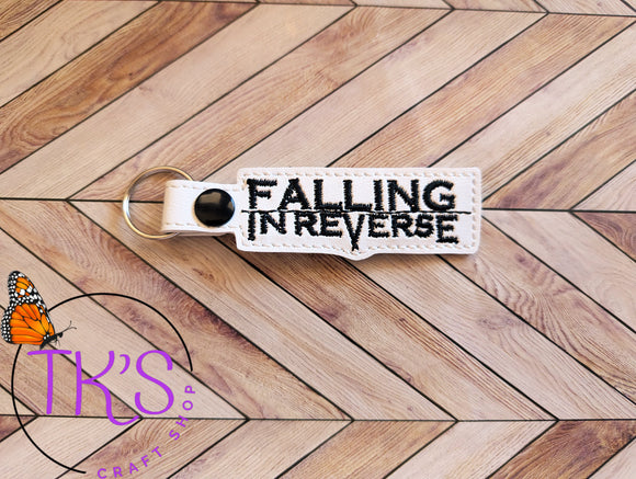 ITH Digital Embroidery Pattern for Falling in Reverse Words Snap Tab / Keychain, 4X$ Hoop