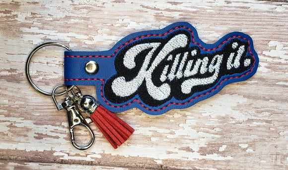 ITH Digital Embroidery Pattern for Killing It Snap Tab / Keychain, 4X4 Hoop