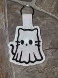 ITH Digital Embroidery pattern for Ghost Kitty 2 Snap Tab / Keychain, 4X4 Hoop