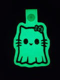 ITH Digital Embroidery Pattern for Ghost Kitty 1 Snap Tab / Keychain, 4X4 Hoop