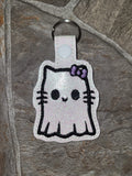 ITH Digital Embroidery Pattern for Ghost Kitty 1 Snap Tab / Keychain, 4X4 Hoop