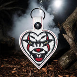 ITH Digital Embroidery Pattern for Horror Hearts Set of 4 Snap Tabs / Keychains, 4X4 & 5X7 Hoop