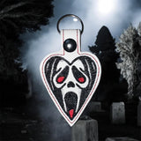 ITH Digital Embroidery Pattern for Horror Hearts Set of 4 Snap Tabs / Keychains, 4X4 & 5X7 Hoop