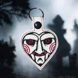 ITH Digital Embroidery Pattern for Horror Hearts Set of 4 Snap Tabs / Keychains, 4X4 & 5X7 Hoop