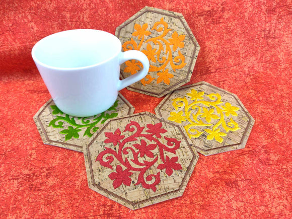 ITH Digital Embroidery Pattern for Fall Filigree Coaster, 4X4 Hoop