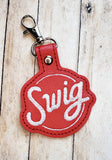 ITH Digital Embroidery Pattern for Swig Snap Tab / Keychain, 4X4 Hoop