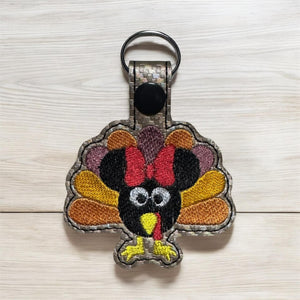 ITH Digital Embroidery Pattern for Turkey Minnie Snap Tab / Keychain, 4X4 Hoop