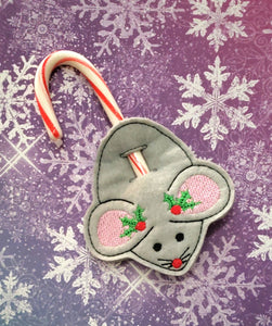 ITH Digital Embroidery Pattern for Mouse Candy Cane Holder, 4X4 Hoop