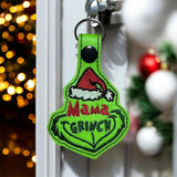ITH Digital Embroidery Pattern for Mama Grinch Snap Tab / Keychain, 4X4 Hoop