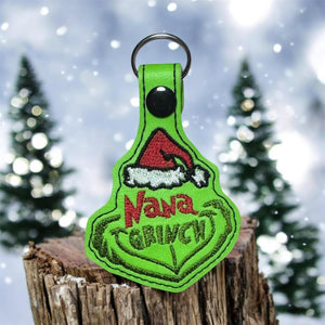 ITH Digital Embroidery Pattern for Nana Grinch Snap Tab / Keychain, 4X4 Hoop