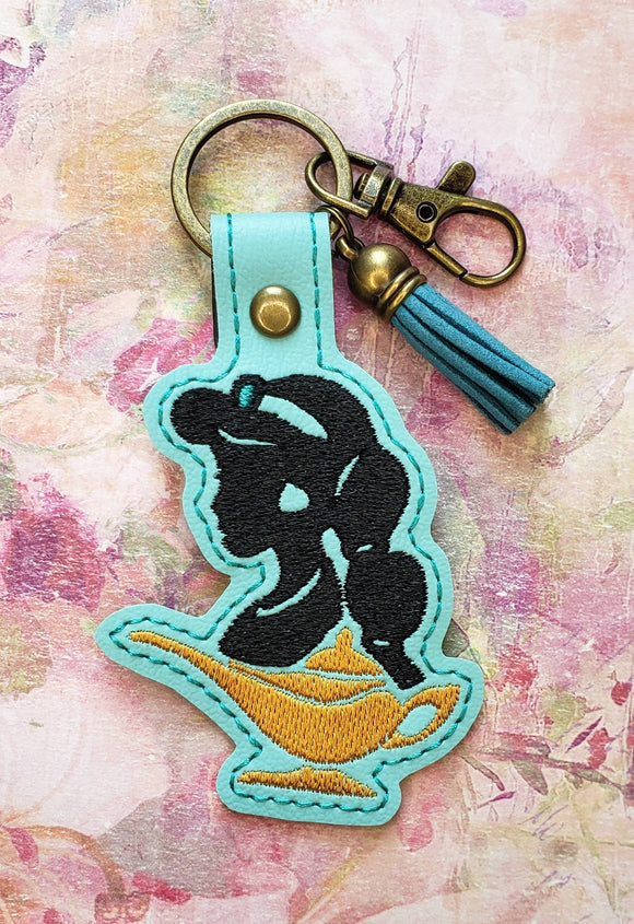 ITH Digital Embroidery Pattern for Jas with Lamp Snap Tab / Keychain, 4X4 Hoop