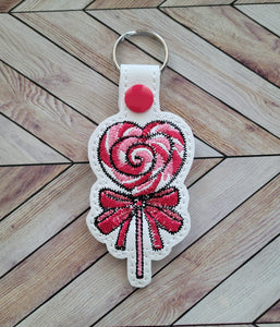 ITH Digital Embroidery Pattern for Valentine Lolly Snap Tab / Keychain, 4X4 Hoop