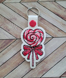 ITH Digital Embroidery Pattern for Valentine Lolly Snap Tab / Keychain, 4X4 Hoop