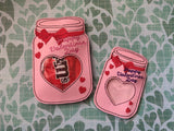 ITH Digital Embroidery Pattern for Mason Jar Valentine Treat Holder Med, 5X7 Hoop