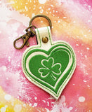 ITH Digital Embroidery Pattern for Shamrock in Love Snap Tab / Keychain, 4X4 Hoop