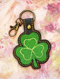 ITH Digital Embroidery Pattern for Inner Shamrock Snap Tab / Keychain, 4X4 Hoop