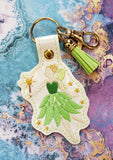 ITH Digital Embroidery Pattern for The Green Fairy Snap Tab / Keychain, 4X4 Hoop