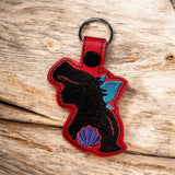 ITH Digital Embroidery Pattern for Ariel with Shell Snap Tab / Keychain, 4X4 Hoop