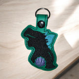 ITH Digital Embroidery Pattern for Ariel with Shell Snap Tab / Keychain, 4X4 Hoop