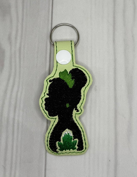ITH Digital Embroidery Pattern for Tiana with Frog Snap Tab / Keychain, 4X4 Hoop