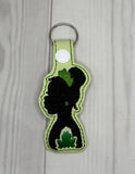 ITH Digital Embroidery Pattern for Tiana with Frog Snap Tab / Keychain, 4X4 Hoop