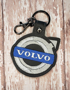 ITH Digital Embroidery Pattern for Volvo Old Snap Tab / Keychain. 4X4 Hoop