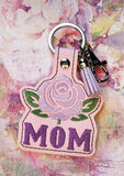 ITH Digital Embroidery Pattern for Mom Rose Snap Tab / Keychain, 4X4 Hoop