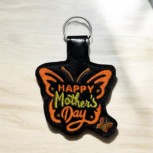 ITH Digital Embroidery Pattern for Mothers Day Butterfly Snap Tab / Keychain, 4X4 Hoop