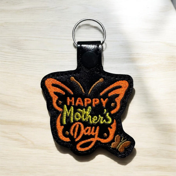 ITH Digital Embroidery Pattern for Mothers Day Butterfly Snap Tab / Keychain, 4X4 Hoop