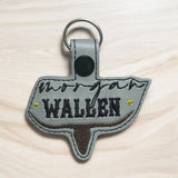 ITH Digital Embroidery Pattern for Morgan Wallen Snap Tab / Keychain, 4X4 Hoop