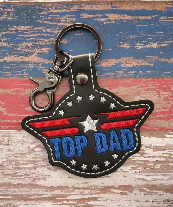 ITH Digital Embroidery Pattern for Top DAD Snap Tab / Keychain, 4X4 Hoop